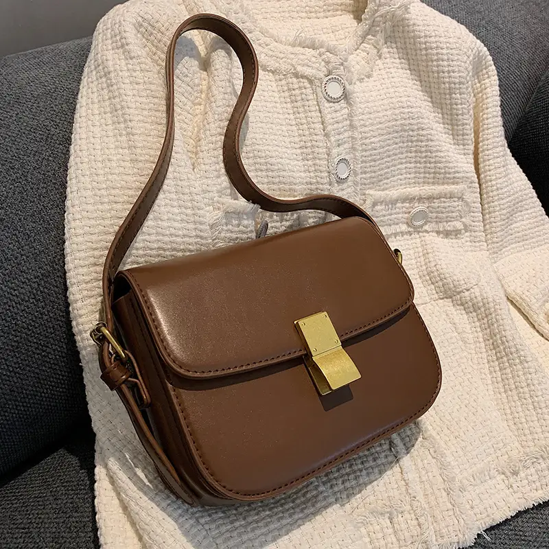 Brown Leather Messenger Bag for Women Autumn Winter - Image 6