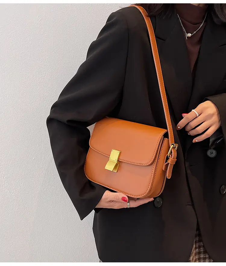 Brown Leather Messenger Bag for Women Autumn Winter — feature 13