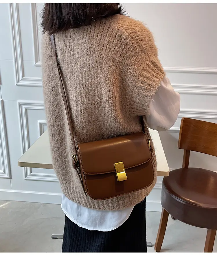 Brown Leather Messenger Bag for Women Autumn Winter — feature 18