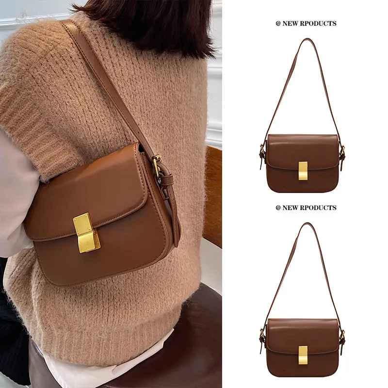 Brown Leather Messenger Bag for Women Autumn Winter - Image 2