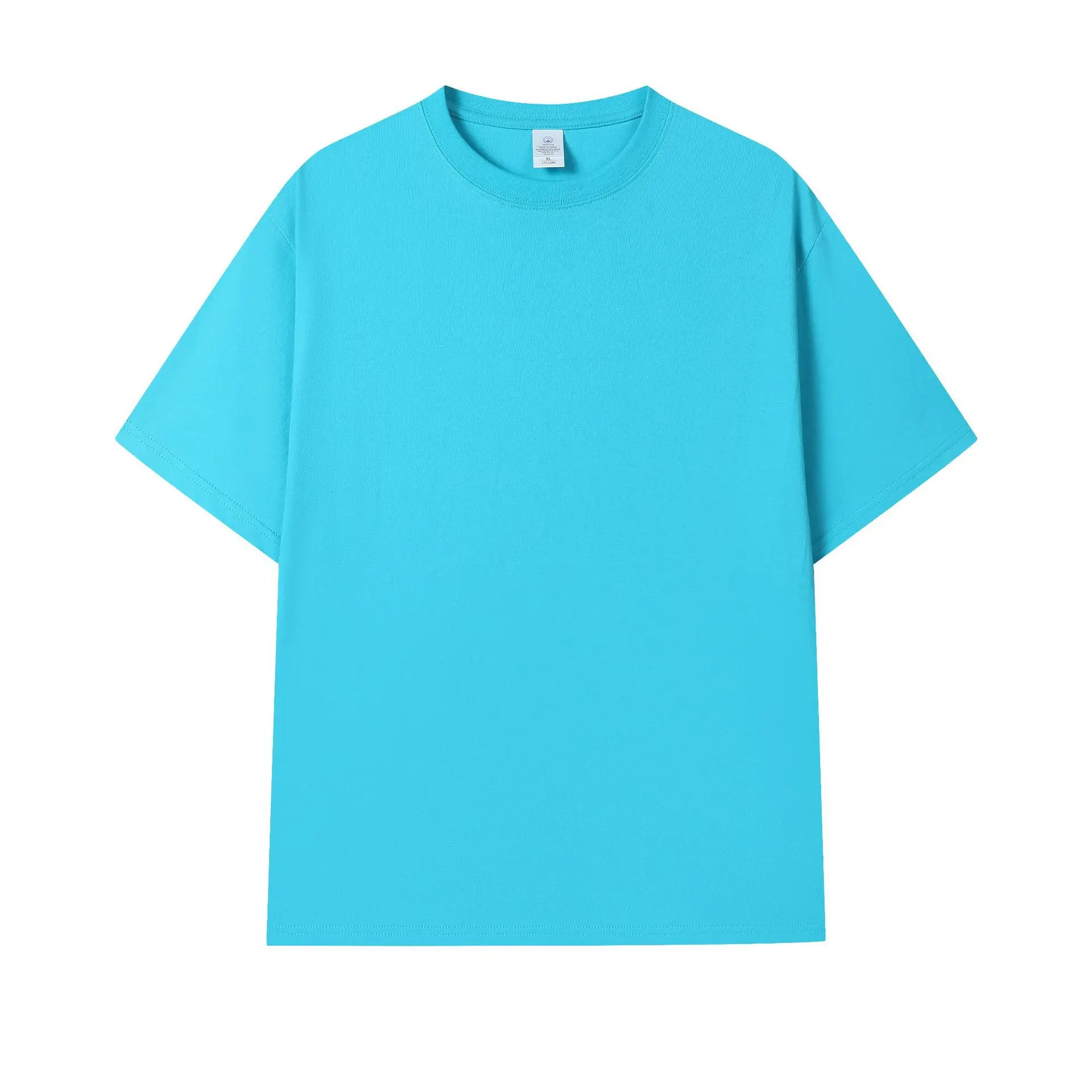 Men 2024 Black Cotton T-Shirt Round Neck Short Sleeve - Image 3