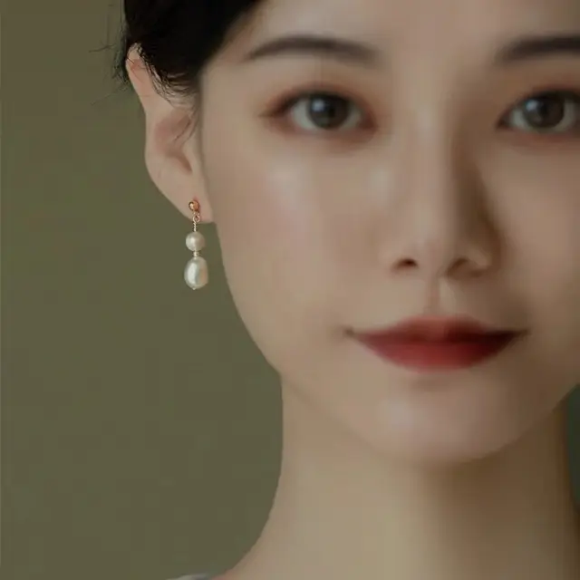Natural Pearl Ear Clip Women's Ear Holes Baroque Earrings - Image 4
