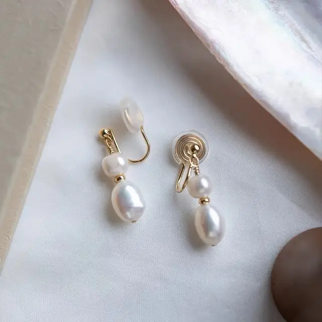 Natural Pearl Ear Clip Women's Ear Holes Baroque Earrings - Image 5