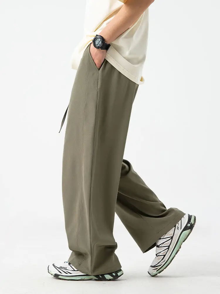Men's Ice Silk Loose Straight Pants Solid Color - Image 6