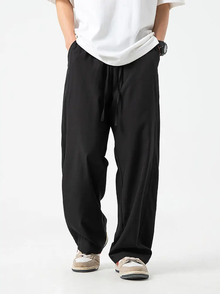 Men's Ice Silk Loose Straight Pants Solid Color - Image 7