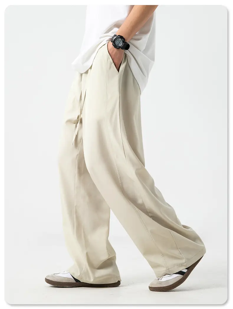 Men's Ice Silk Loose Straight Pants Solid Color — feature 15