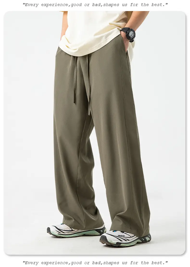 Men's Ice Silk Loose Straight Pants Solid Color — feature 20