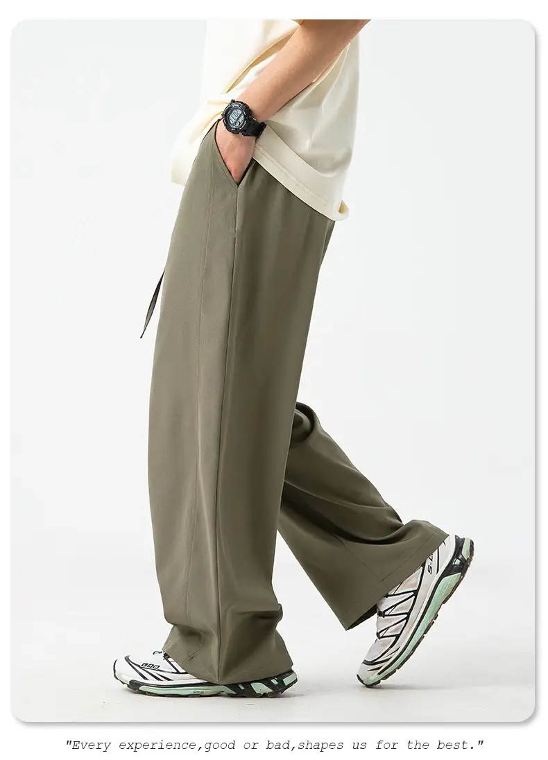 Men's Ice Silk Loose Straight Pants Solid Color — feature 21