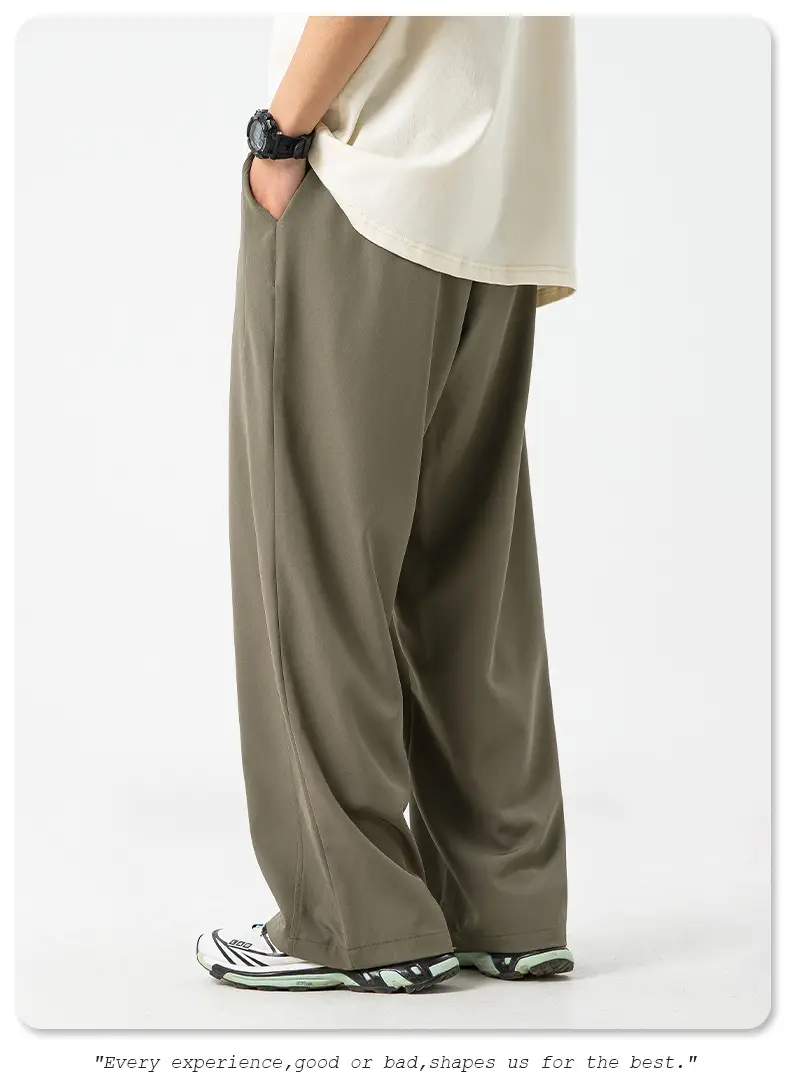 Men's Ice Silk Loose Straight Pants Solid Color — feature 22