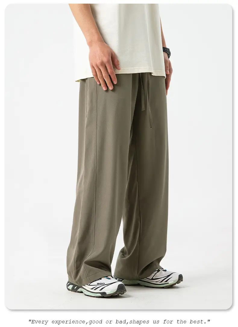 Men's Ice Silk Loose Straight Pants Solid Color — feature 23