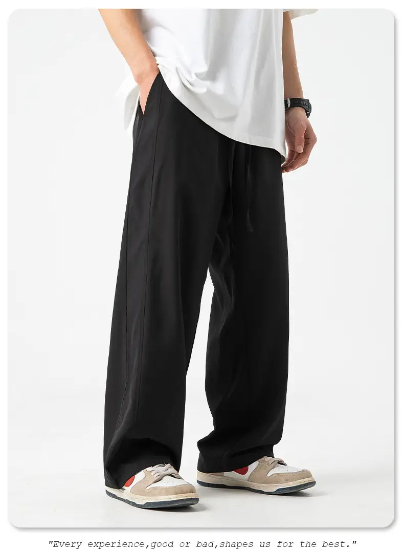 Men's Ice Silk Loose Straight Pants Solid Color — feature 24