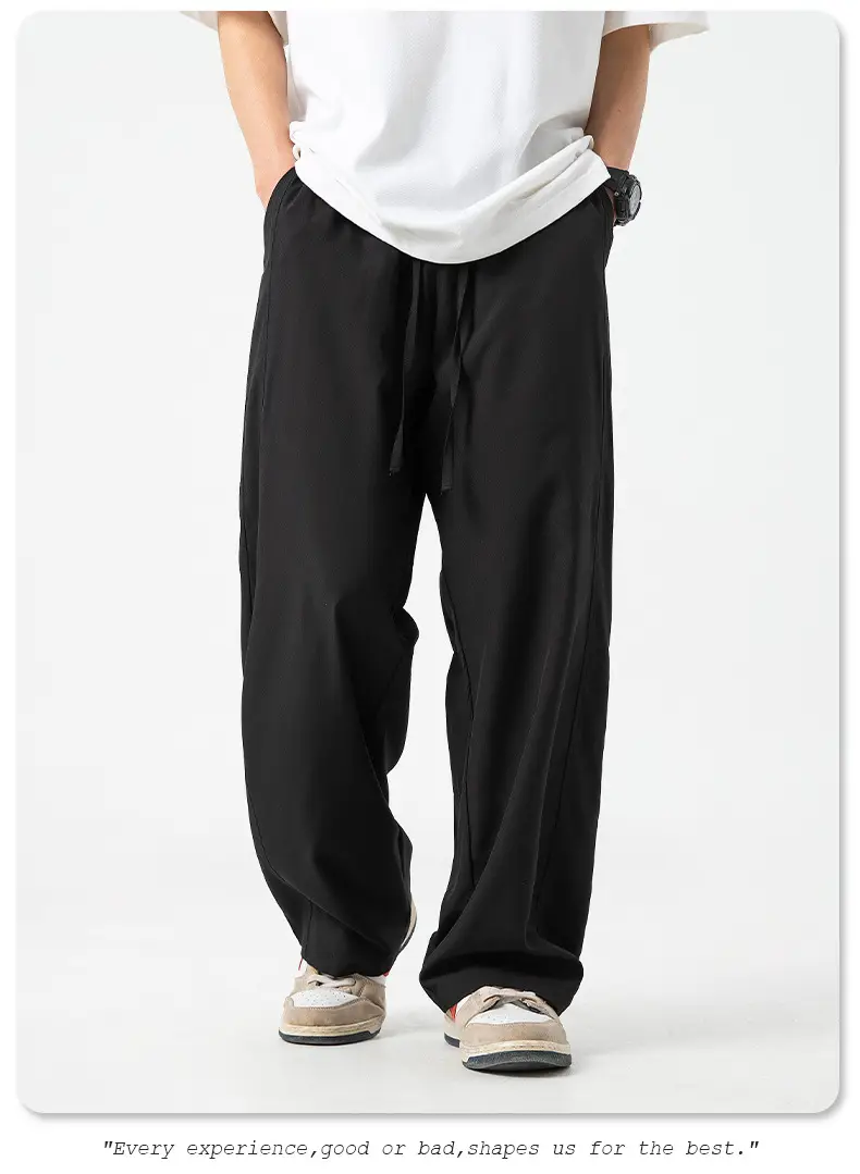 Men's Ice Silk Loose Straight Pants Solid Color — feature 25