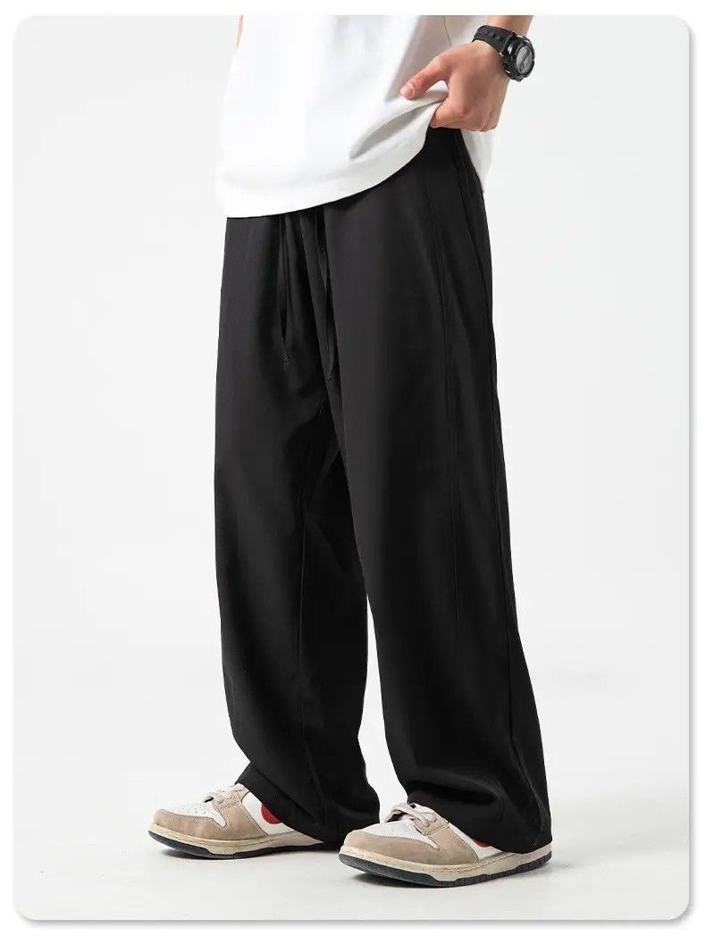 Men's Ice Silk Loose Straight Pants Solid Color — feature 27