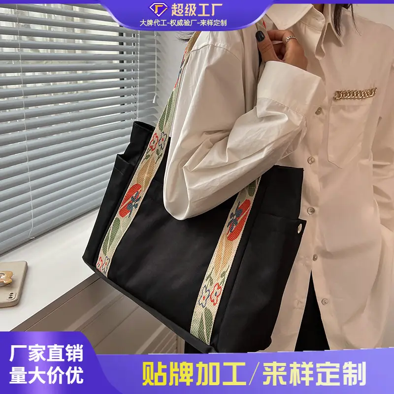 Women's Floral Printed Nylon Tote Bag Large Capacity - Image 5