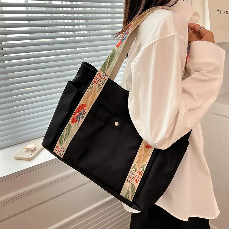 Women's Floral Printed Nylon Tote Bag Large Capacity - Image 6