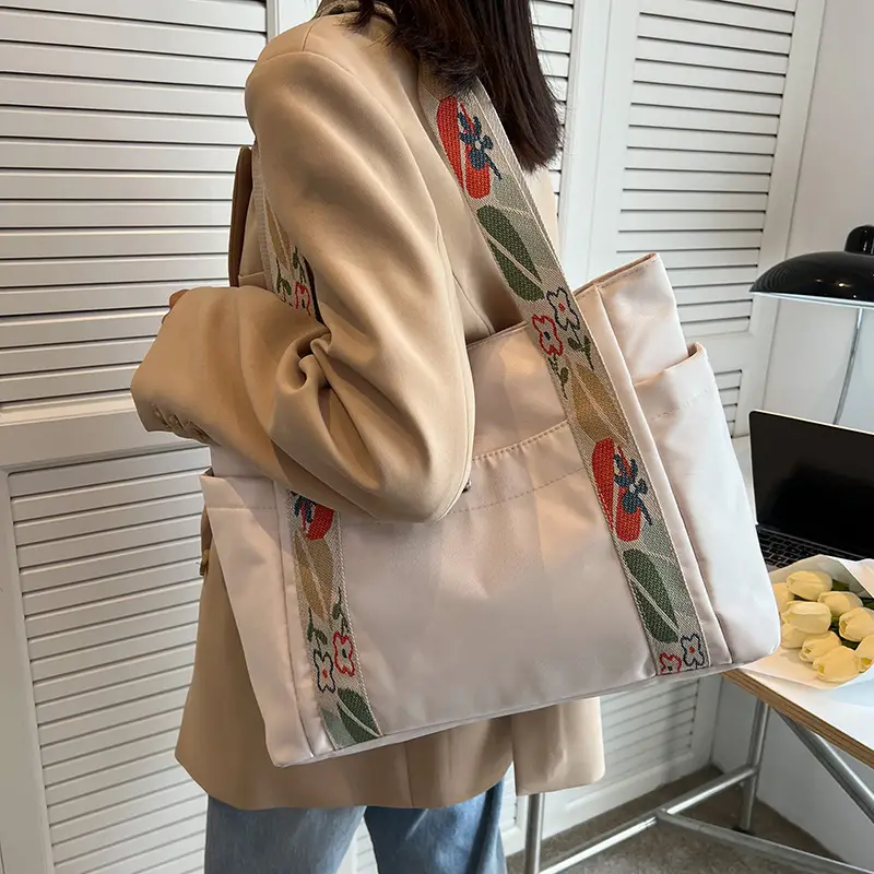 Women's Floral Printed Nylon Tote Bag Large Capacity - Image 8