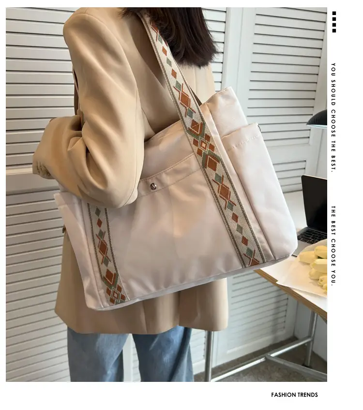 Women's Floral Printed Nylon Tote Bag Large Capacity — feature 10