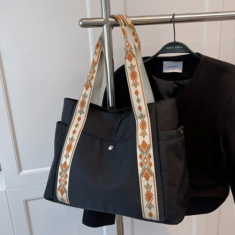Women's Floral Printed Nylon Tote Bag Large Capacity - Image 3