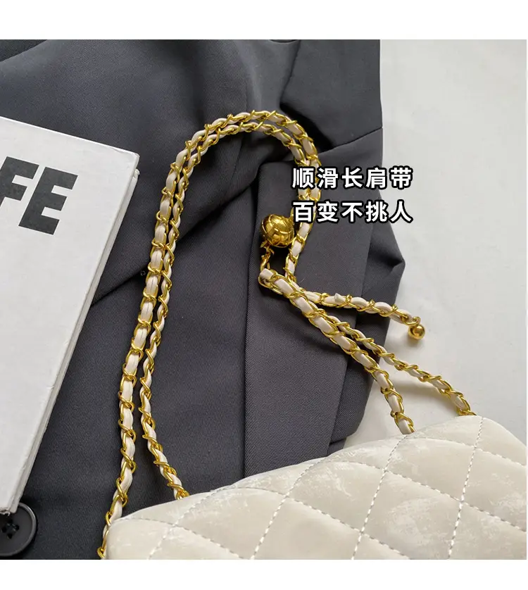 White Quilted Chain Shoulder Bag for Women — feature 12