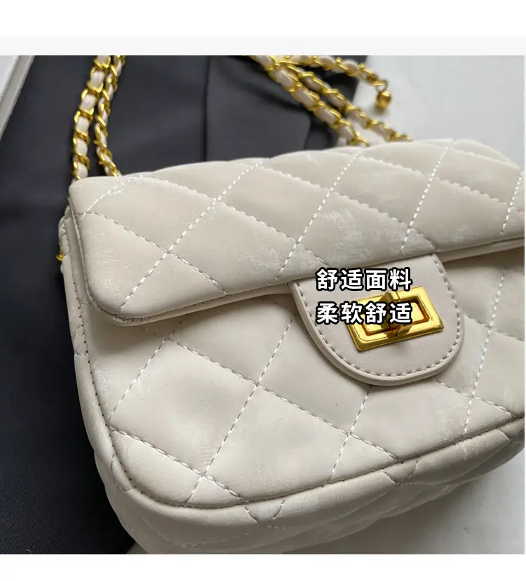 White Quilted Chain Shoulder Bag for Women — feature 14