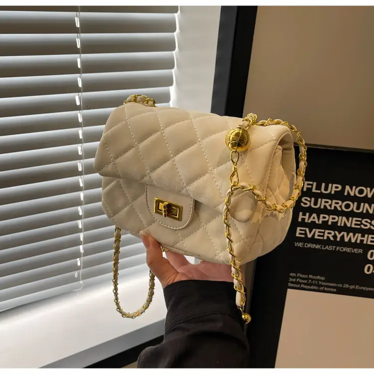 White Quilted Chain Shoulder Bag for Women — feature 31
