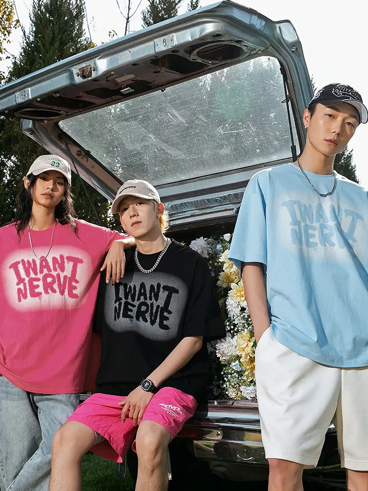 Korean Lu Men's Hollow Letter Printed T-Shirt Same Style American Trendy Brand Half Sleeve T-Shirt Q