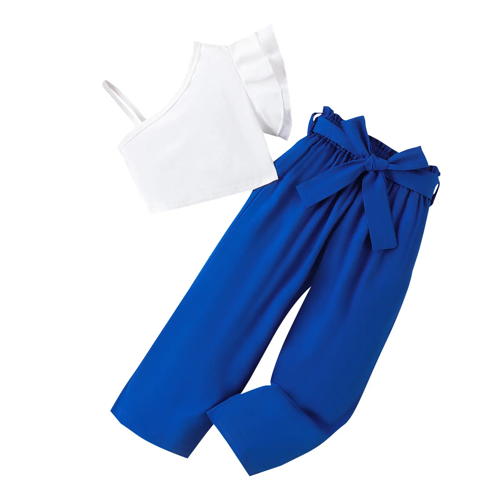 Baoxian Kids White Pink Summer Pants Set