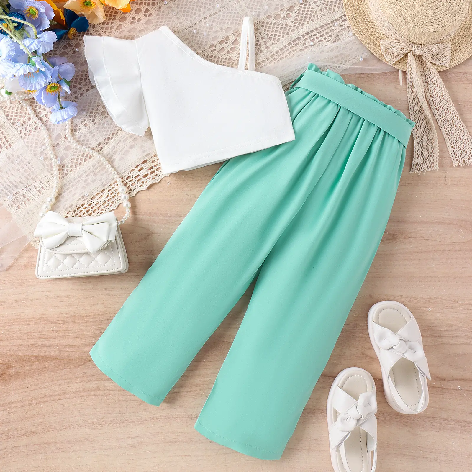 Baoxian Kids White Pink Summer Pants Set — feature 21