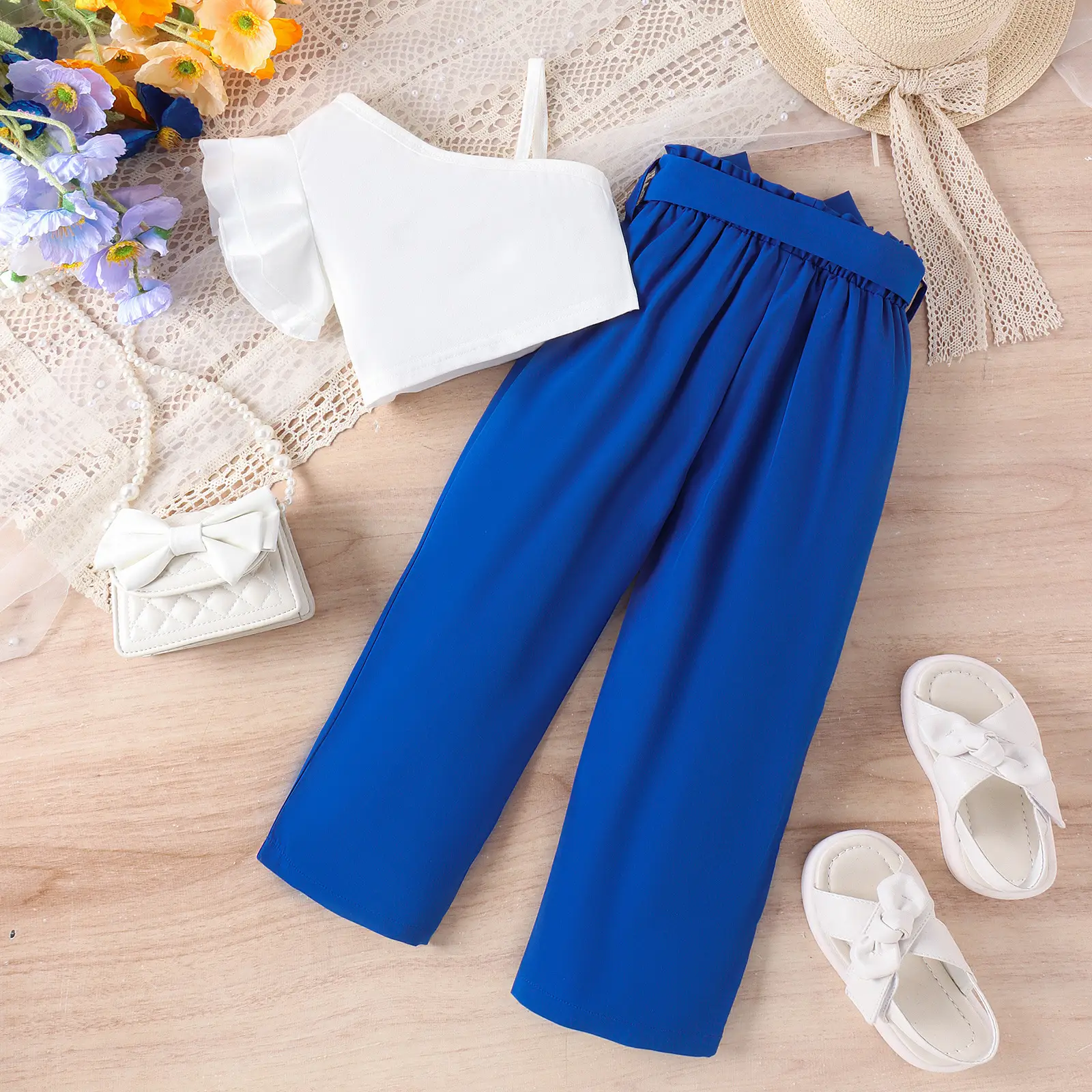 Baoxian Kids White Pink Summer Pants Set — feature 4