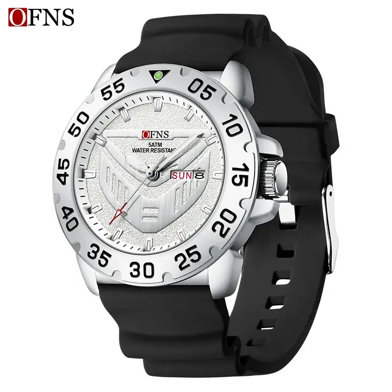 Men's Red Rubber Watch with Rotating Scale & Dual Calendar - Image 3