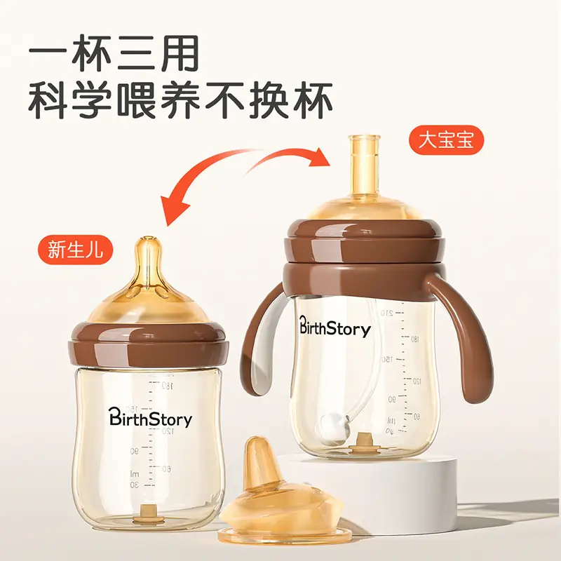 Baby Bottle Anti-Colic Tritan Wide-Mouth Baby Learning Drinking Cup Kidsren's Three-Use Straw Cup 0-3 Years Old