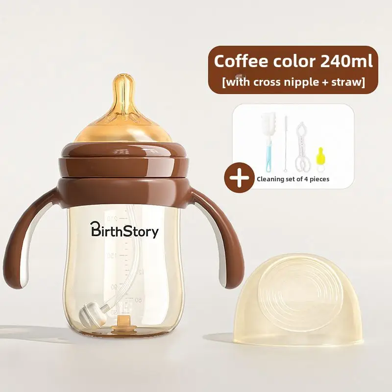 Baby Bottle Anti-Colic Tritan Wide-Mouth Baby Learning Drinking Cup Kidsren's Three-Use Straw Cup 0-3 Years Old