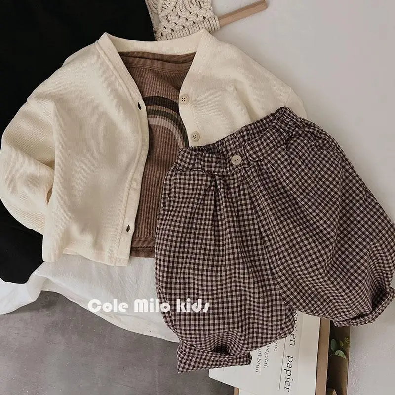 Kids Rainbow T-Shirt Long Sleeve Cotton Beige
