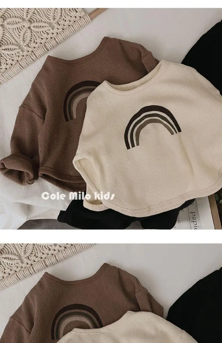 Kids Rainbow T-Shirt Long Sleeve Cotton Beige — feature 11