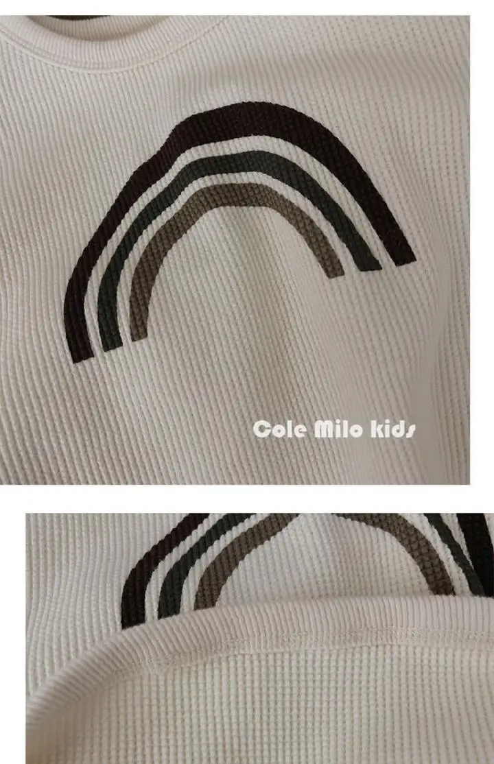 Kids Rainbow T-Shirt Long Sleeve Cotton Beige — feature 16