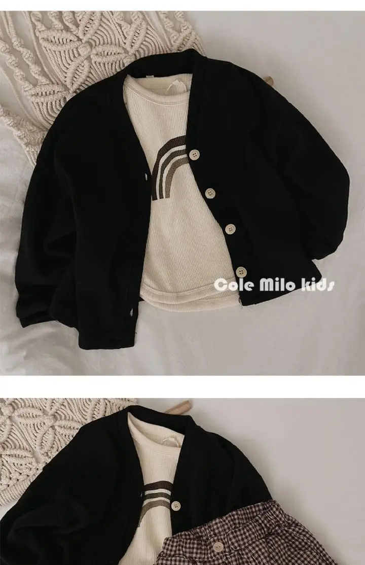 Kids Rainbow T-Shirt Long Sleeve Cotton Beige — feature 2