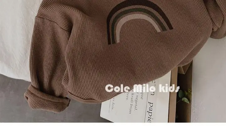 Kids Rainbow T-Shirt Long Sleeve Cotton Beige — feature 8