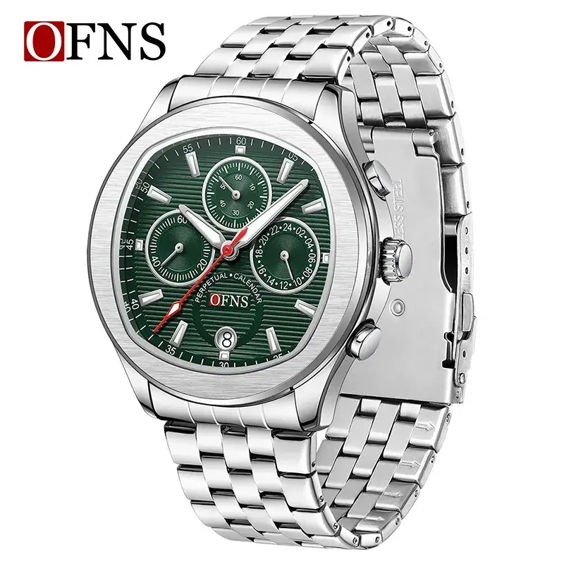 Men's Green Dial Quartz Watch with Chain Strap - Image 11