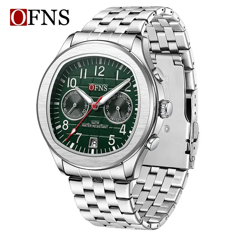 Men's Green Dial Quartz Watch with Chain Strap - Image 15