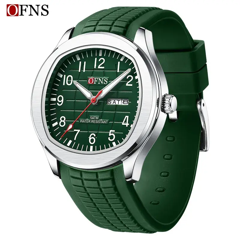 Men's Green Dial Quartz Watch with Chain Strap - Image 6