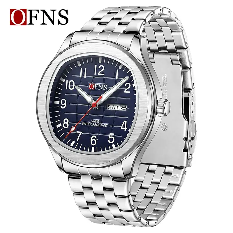 Men's Green Dial Quartz Watch with Chain Strap - Image 8