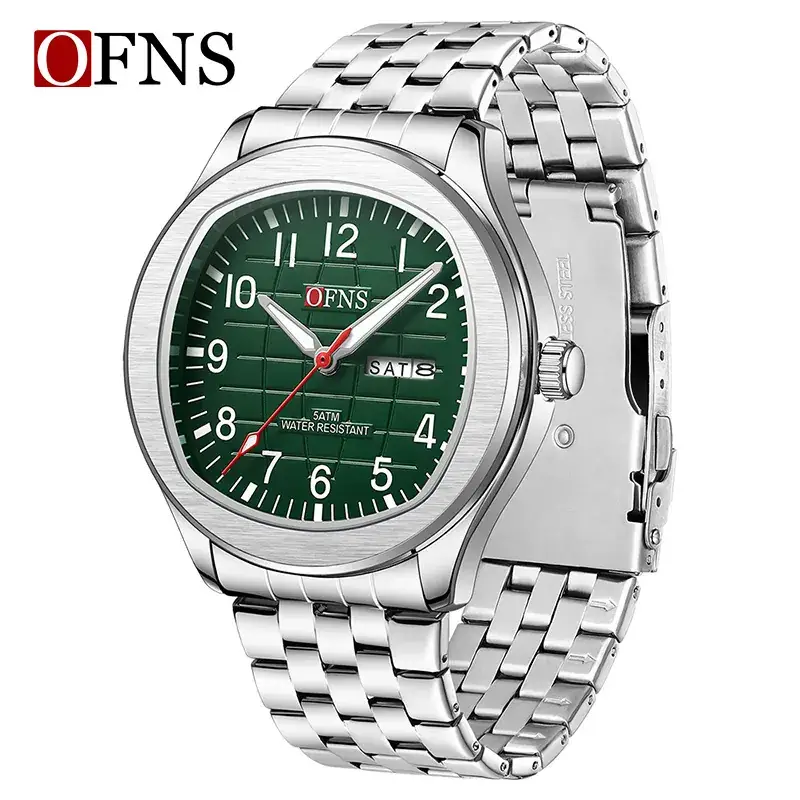 Men's Green Dial Quartz Watch with Chain Strap - Image 9