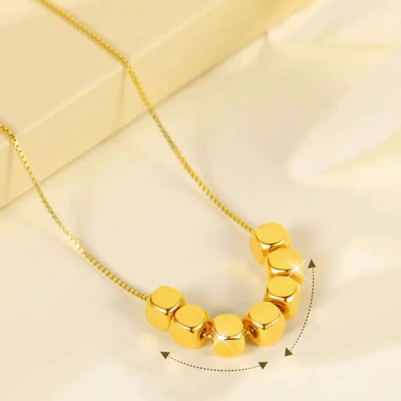 999 Pure Gold Transfer Beads Necklace for Women - Image 3