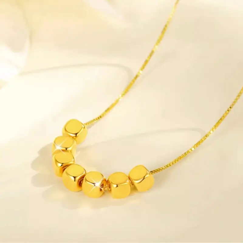 999 Pure Gold Transfer Beads Necklace for Women - Image 4