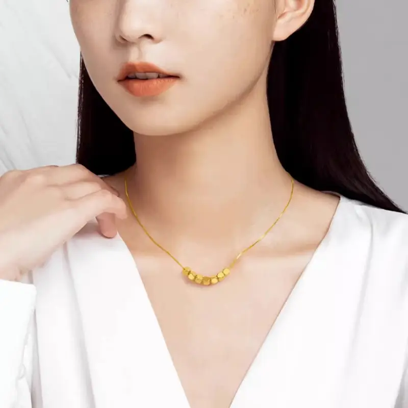 999 Pure Gold Transfer Beads Necklace for Women - Image 5