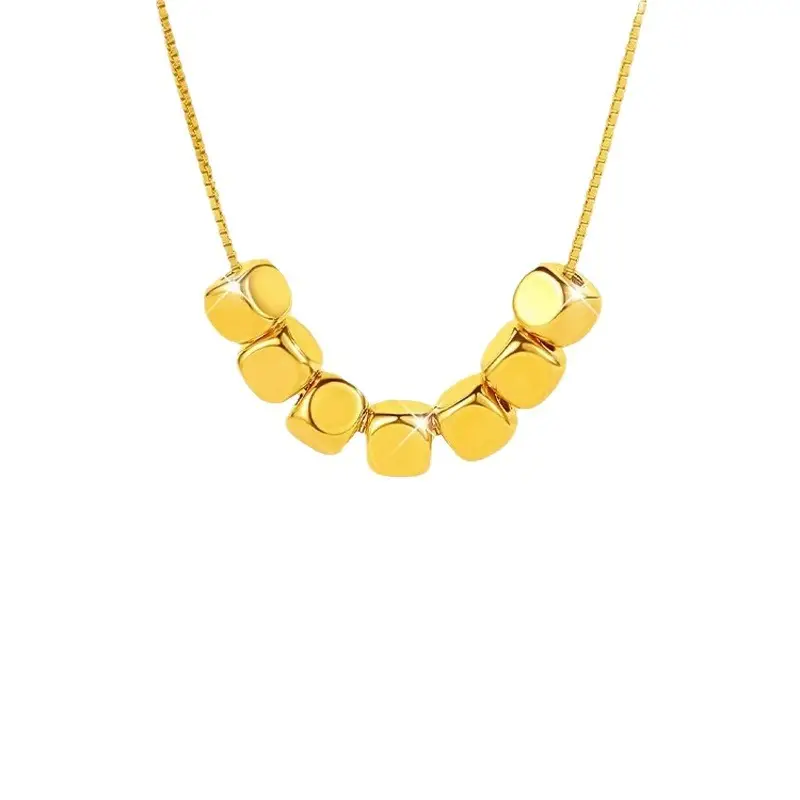 999 Pure Gold Transfer Beads Necklace for Women - Image 6