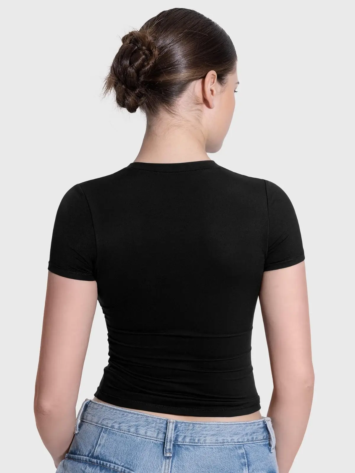 Women's 2024 Black Short Sleeve T-Shirt with Lavender Skirt