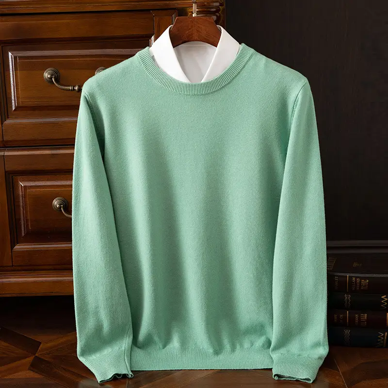 Men's Solid Color Round Neck Sweater Plus Size - Image 21