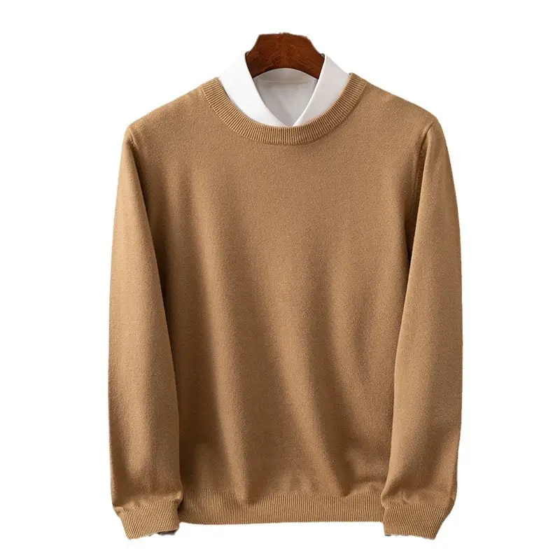 Men's Solid Color Round Neck Sweater Plus Size - Image 23
