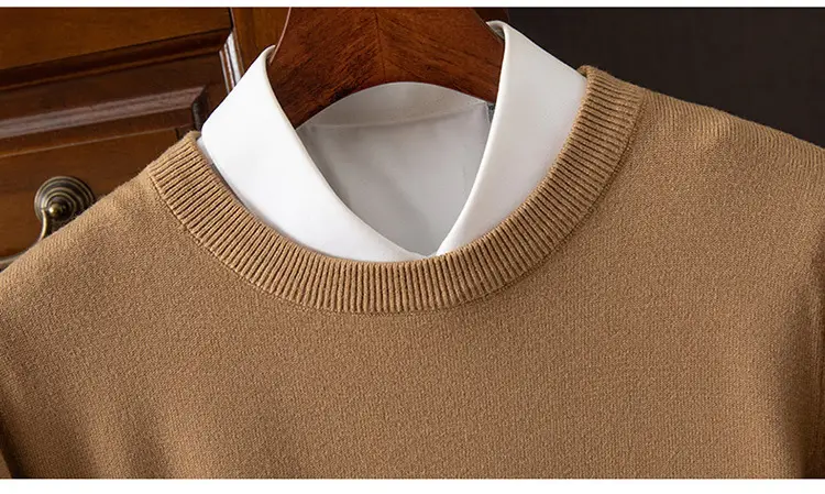 Men's Solid Color Round Neck Sweater Plus Size — feature 23